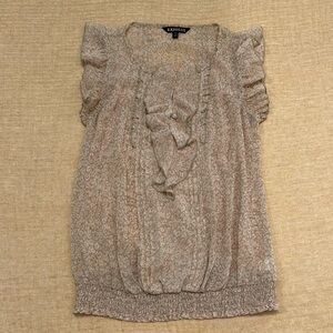 Express Brown & Blush Ruffled‎ Relaxed Blouse